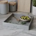 Поднос кухонный Emily L 21x21 см, декоративная подставка, бетон, серый глянцевый