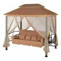 Садовая беседка-качели Удачная Мебель «Пальмира», металл, антимоскитный тент, оранжевая
