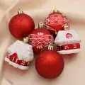 Набор украшений Зимнее волшебство Праздник, 4 шара, 2 домика, 6 см красные, пластик, 6 шт
