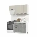 Кухонный гарнитур, без столешницы, Кухня Пасаденна 160см Белый / Шелковый камень, Ателье светлое