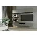 Гостиная, стенка мебель в гостиную НК-Мебель, ТВ тумба PLANO 1 , Серый Графит, 180х150х36.6 см (ШхВхГ)