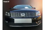 Защита радиатора черная Volkswagen Passat (2011-2015) B7 / съемная защитная сетка Фольксваген Пассат