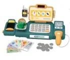 Набор-касса детский Играем в магазин с калькулятором, звуком, сканером и 37 предметами, зеленый