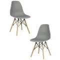 Стулья для кухни комплект 2 шт со спинкой СтулБержи EAMES DSW, деревянные ножки, темно-серый, пластиковый