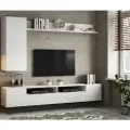 Стенка в гостиную со шкафом Белый/Белый Глянец, Соло-16, 213х35х180 см Стиль