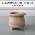 Керамический горшок для суккулентов и кактусов / Керамический горшок для цветов. Розовый/желтый