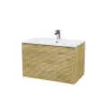 Тумба с раковиной IDDIS Bild 80 подвесная, 2 ящика, дуб светлый