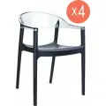 Комплект из 4-х обеденных кресел для кухни Siesta Contract Carmen, прозрачная спинка, цвет черный
