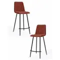 СтолБери Комплект барных стульев (2шт.), Тибо, DecoLine, каркас чёрный, нубук коллекции Lamb кирпичный