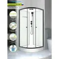 Душевая кабина DOMANI-Spa Delight Slim 110, низкий поддон, черный профиль, белые стенки, стекло матовое, 100х100х218см