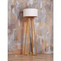 Светильник напольный/ Торшер Гала/ Светильник интерьерный/ основание светло-коричневое, белый абажур с золотом