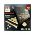 Нарды деревянные большие 60 см Волки, игра 2в1 шашки