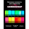 Красители и пигменты неоновые для творчества 12 цветов. Набор для рукоделия.