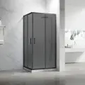 Душевой уголок прямоугольный с раздвижными дверьми Veconi RV-27B Grey 110*90 см, профиль черный матовый, тонированное стекло 5 мм