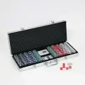 Покер в металлическом кейсе (2 колоды, фишки 500 шт. б/номинала, 5 кубиков), 20.5×56 см