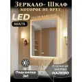 Зеркало шкаф с подсветкой в ванную Мира 50х75 левое, Подсветка 3в1, Цвет корпуса: белый