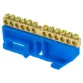 Шина 0 N (6х9мм) 12 отверстий латунь синий изолятор на DIN-рейку розничный стикер PROxima | код sn0-63-12-d-r | EKF (8шт. в упак.)