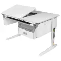 Стол детский дэми СУТ-62 с ящиком и газ-лифтом 115x75 см с тумбой ТСН.07 на один ящик белый/серый/белый