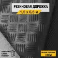 Противоскользящее резиновое покрытие Premium Grass шашки 1,5х6,5 м. с высотой покрытия 3 мм, черного цвета