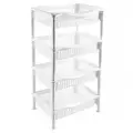 Этажерка Dunya Plastik Пластмассовая, четырехъярусная, 45х34х85 см, белая