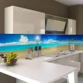 Фартук кухонный на стену панель 3000х600х1.5 мм, панель стеновая АВС пластик, УФ-печать , лазурное море