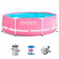Каркасный бассейн Intex 28292 Pink, розовый 244х76см, 2843л, фильтр-насос 1250л/ч