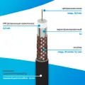 Кабель антенный для телевизора RG-6/U (РК 75-4,3-31) Cu (32%) 75 Ом, коаксиальный, черный 10 м