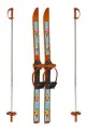 Детский набор для катания на лыжах: игровые лыжи 100 см с креплениями, лыжные палки Вираж-спорт оранжевый