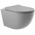 Унитаз подвесной Aqueduto Ovo OVO0130 безободковый, с сиденьем микролифт, серый матовый