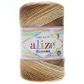 Пряжа Alize Sekerim bebe batik (3050 белый-молочный-коричневый-охра), 5 шт. по 100 г, Alize