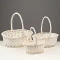 Набор корзин плетёных (ива), 38×28×14/35 см; 33×23×12.5/30 см; 26×18×11/25 см, 3 шт, белый