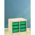Деревянный стеллаж труфаст 63х44х52 с зелёными (6 шт) контейнерами