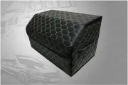 Органайзер для багажника авто, 50*30*30 см, рисунок соты черные/ строчка бежевая.