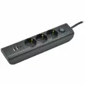 Удлинитель с заземлением и выключателем MODERN и 2xUSB-A 2.0, 1xTYPE-C WYP12-16-03-02-ZKU-K02 черный