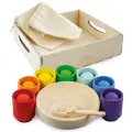 Деревянный развивающий сортер для малышей от года Радуга: Шарики в стаканчиках Ulanik