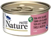 PRIME NATURE TUNA & SALMON для взрослых кошек с тунцом и лососем в бульоне (85 гр х 12 шт)