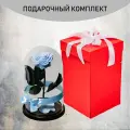 Стабилизированные цветы в стекле, Роза в колбе живая Премиум голубая 27x16,5 см c подарочной коробкой красной, GIFT4YOU