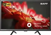 Телевизор BAFF 24Y HD-R, 24 дюйма, HD, Smart TV, голосовое управление Алиса, Wi-Fi, черный