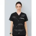 Топ медицинский Raisin 1.0, с карманами, дышащий, V-образный вырез, женский, M, черный