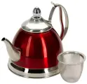 Чайник заварочный металлический Regent Inox / Регент Инокс Promo 94-1508 с ситечком, красный, 0.8л / заварник