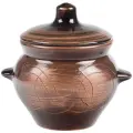 Горшок для запекания. Борисовская керамика. Старина. Цвет: коричневый, 500 мл