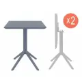 Комплект обеденных складных столов Siesta Sky Folding Table 60х60 см, 2 шт, цвет темно-серый