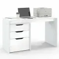 Письменный стол с тумбой, с ящиками Есэндвич S Grand Лаворо 130х60х75 см (Белый/Белый глянец)