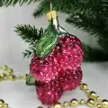 Irena-Co елочная игрушка, стекло Ежевика красная (5х3,5х3,5см)