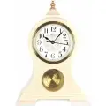 Большие настольные бежевые винтажные часы MIRRON P3092A БЗБ/Декоративные классические каминные часы/Интерьерные часы бежевые с маятником/Белый (светлый) циферблат/Ретро часы