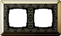 Рамка на 2 поста Gira ClassiX Art, универсальный монтаж, цвет латунь/черный