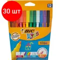 Комплект 30 упаковок, Фломастеры 12цв, Bic, 888695