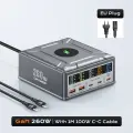Зарядное устройство GaN 260 Вт USB C QC3.0 PD3.1 140 Вт PPS Станция быстрой зарядки для IPhone 16 15 MacBook Pro Samsung Беспроводное зарядное устройство для ноутбука, EU Plug with Cable