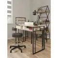 Стол маникюрный с полками и ящиком для салона красоты и офиса узкий KM LOFT черный/сонома