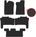 Автомобильные коврики EVA для Infiniti QX56 II 3 ряда (2010-2014), чёрные с чёрным кантом, ячейка - ромб